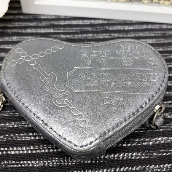 COACH Gray Heart-Shaped Coin Purse or key chain - Picture 8 of 8